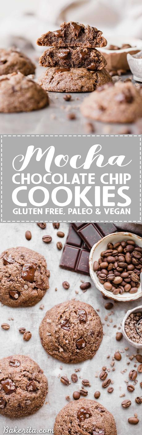 Calling all coffee lovers! These Mocha Chocolate Chip Cookies are irresistibly good, with the flavor of espresso shining through and dark chocolate chunks in every bite. You wouldn't guess that they're gluten-free, paleo and vegan.