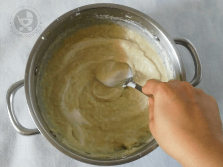 add cream to the milk and blend well