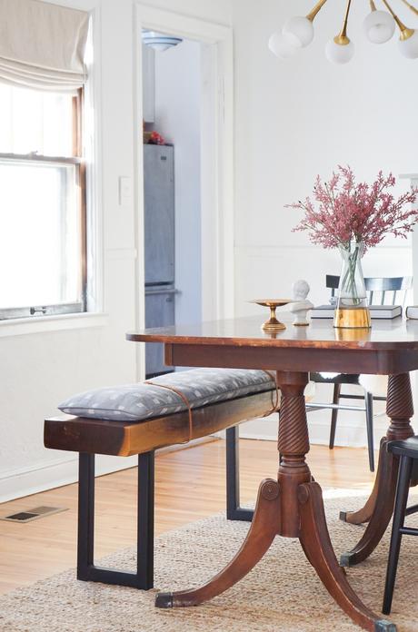 DIY Modern Bench Cushion with Leather Straps