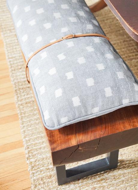 DIY Modern Bench Cushion with Leather Straps