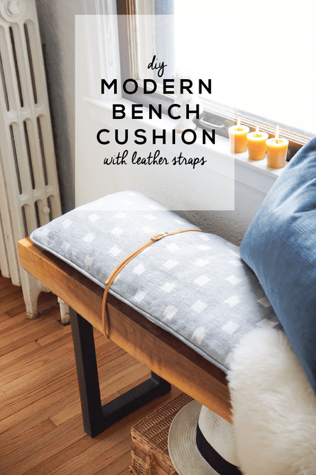 DIY Modern Bench Cushion with Leather Straps