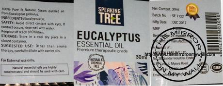 Speaking Tree Eucalyptus Essential Oil - Instructions