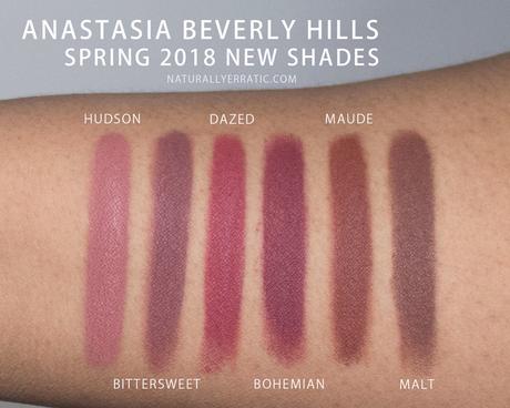  Anastasia Beverly Hills Swatches Hudson, Bittersweet, Dazed, Bohemian, Maude, Malt  