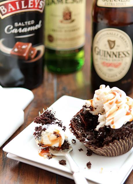 Guinness Chocolate Cupcakes with Irish Whiskey Frosting