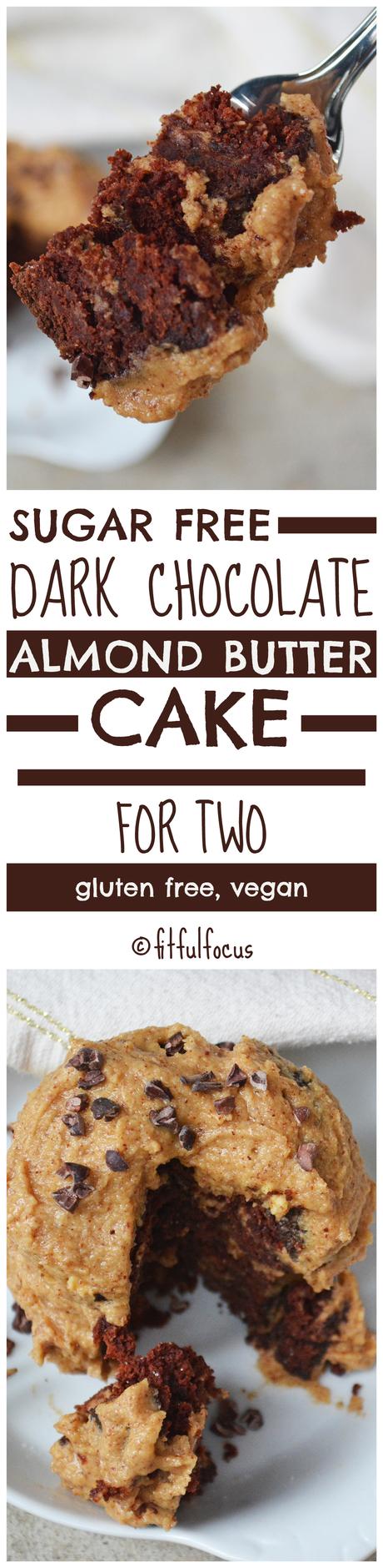 Sugar Free Dark Chocolate Almond Butter Cake For Two (gluten free, vegan)