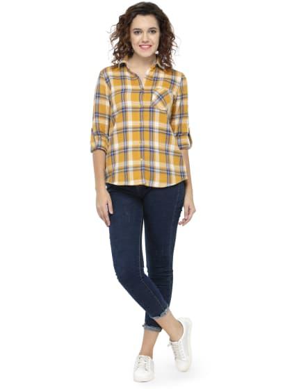 Check Shirt in Yellow Color and Cotton Fabric  733  1,410 (48% OFF)