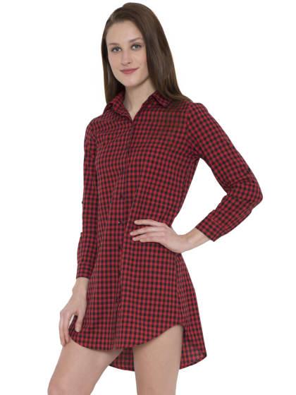 Red and White Checkered Shirt Dress  737  1,365 (46% OFF)