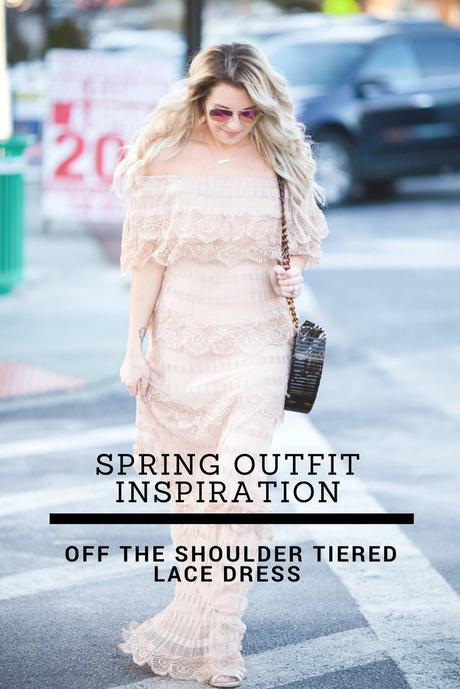 spring outfit inspiration: off the shoulder tiered lace dress 