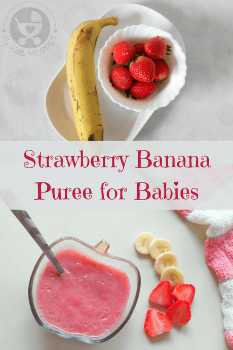 Give your little one a mix of sweet and tart flavors in this bright and nutritious strawberry banana puree for babies!