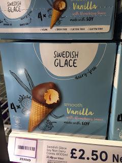 Swedish Glace Smooth Vanilla with Strawberry Sauce Cones