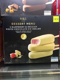 marks and spencer dessert menu raspberry and belgian white chocolate ice creams