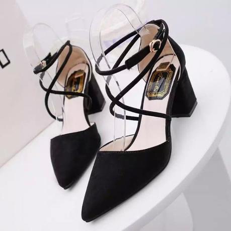 stylish black strappy heels