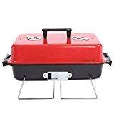 Krevia Portable BBQ Grill Rack Stove Picnic Charcoal Meat Cooking Machine One Piece - (Red,Black Color)