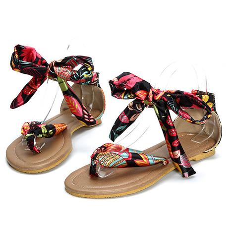 multi colored flat sandals