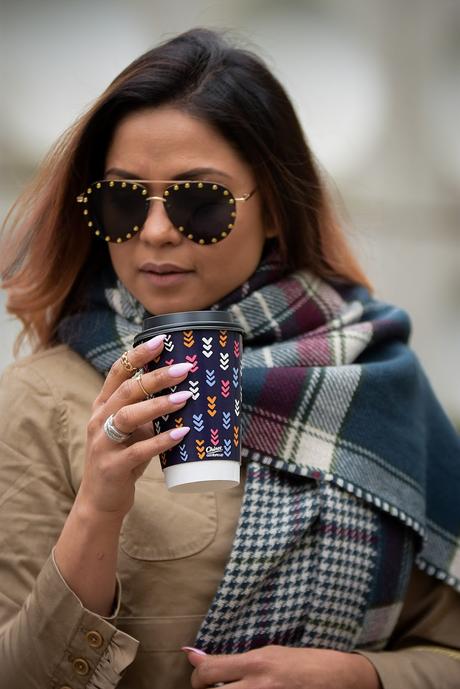 how to wear a plaid scarf, bell bottom jeans, spring style, street style, fashion blogger, style, frill j crew blazer, woven beach bag, myriad musings