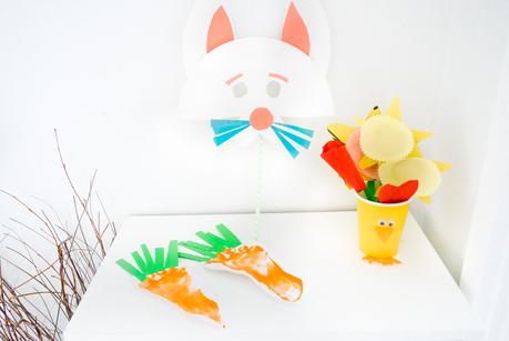 easter crafts, spring crafts, easter kids crafts, carrot footprints, bunny mask, bunny craft mask, spring flowers craft