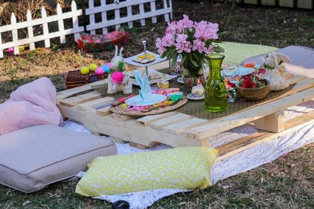 easter egg roll, easter backyard picnic, spring summer picnic, evening backyard party, tablescape for easter, sarah jessica parker gingham gap dress, lifestyle, mommy daughter blogger, myriad musings