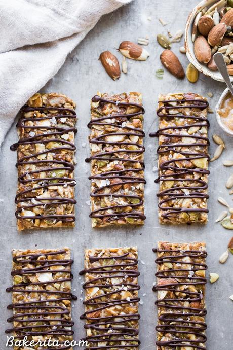 These No Bake Sprouted Nut & Seed Granola Bars are an easy and delicious granola bar that's way cleaner than most of what you can find at the grocery store! Best of all, you can customize them to suit your taste buds. You're going to love these gluten-free, paleo, and vegan granola bars!