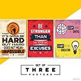 Fatmug Motivational Posters For Office And Study Room - Set Of 3 - 13X19 In - Inspirational Wall Quotes Q6