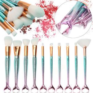 mermaid colorful makeup brush set