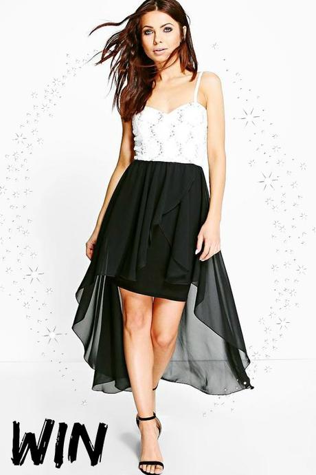 To Celebrate The New Launch Of Precious Little Worlds, You Could Win A Boohoo Lace Sequin Chiffon Dip Hem Skater Dress
