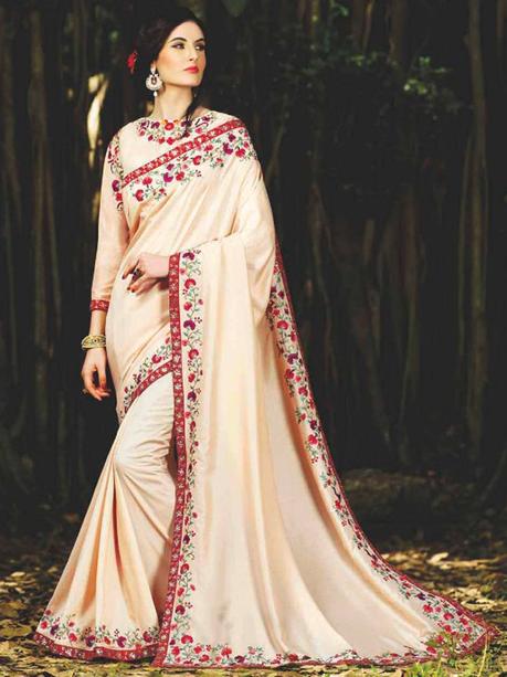 white designer saree