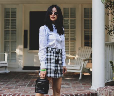 plaid skirt chic outfit idea