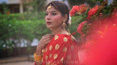 Red saree, Indian fashion Blogger, Banarasi saree, Ethnic bloggers, ethnic fashion, traditional fashion, How to wear a saree, How to wear red