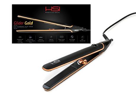 HSI Glider Gold Professional Flat Iron | For All Hair Types | For Faster, More Precise Styling | Includes 1 Year Warranty, HSI Style Guide, & 5ml Argan Oil Leave-In Treatment