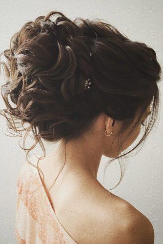 classical wedding hairstyles high curly on brunette hair lenabogucharskaya via instagram