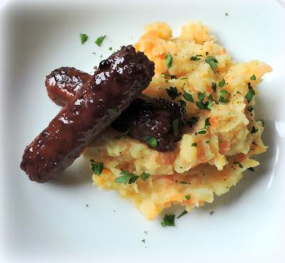 Honey & Soy Glazed Sausage with Root Vegetable Mash