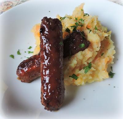 Honey & Soy Glazed Sausage with Root Vegetable Mash