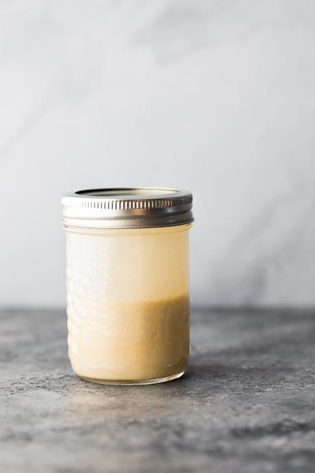 Creamy Maple Tahini Dressing in a jar