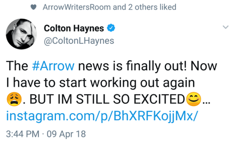 Colton Haynes is Back for Season 7 of ‘Arrow’