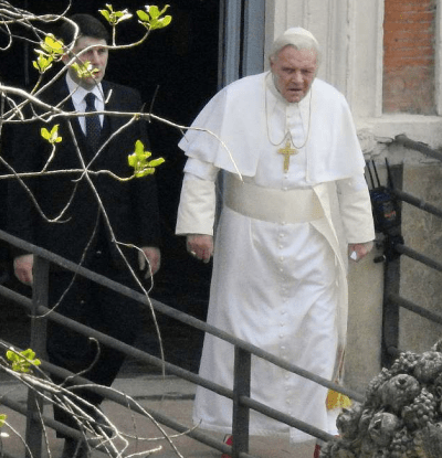 ‘Pope In Rome’ Star Sir Anthony Hopkins Spotted As Pope Benedict