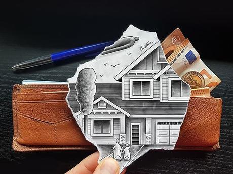 Save and invest money. Final version... #pencilvscamera #benheineart #art #drawing #creative #invest #save #epargne #investissement #dessin #wallet #portefeuille #house #maison #expensive #money #argent #dream #reve