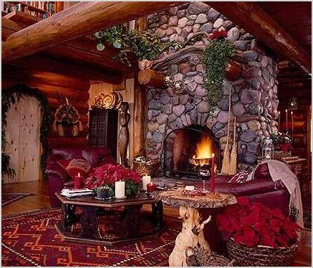 christmas in a cozy log cabin