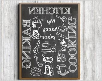 kitchen wall art ideas kitchen chalkboard wall art printable my happy place quote wall decor