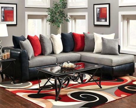 grey red living room black and red living room design