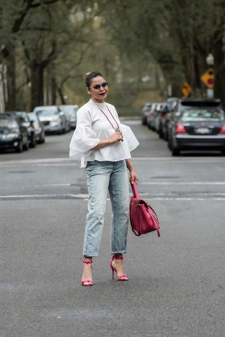 how to be that kickass mom, mom life, target white organza top, sam edelman addison heels, valentino bag, street style, casual look, dcblogger, myriad musings 