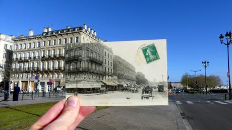 Another selection of old postcards overlaid on modern-day Bordeaux