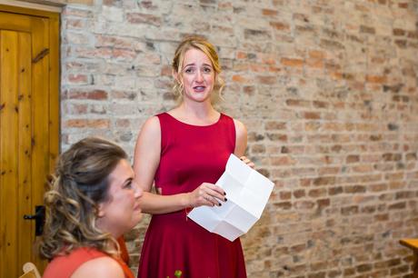 Sister cried suring wedding reading Yorkshire Wedding Photographers