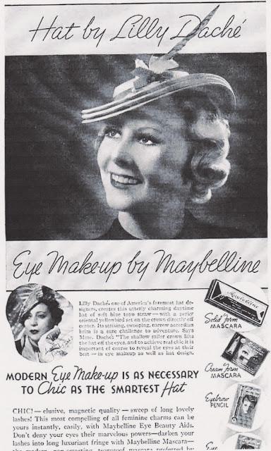 Vintage Hat Designers Lilly Dache' and Marion Valle' agree - EYE MAKE-UP IS AS NECESSARY TO CHIC AS THE SMARTEST HAT.