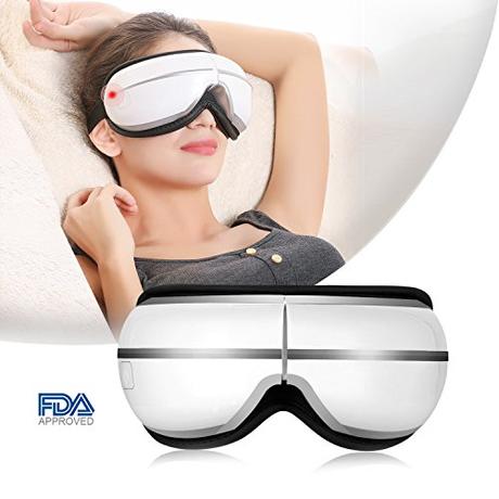 Guisee Eye Massager with Heat & Air Pressure for Dry Eyes, Portable Eyes Massager Stress Relief, Cordless Design , Support MP3 Music & 4 Mode Eye Care (Light Weight & White)