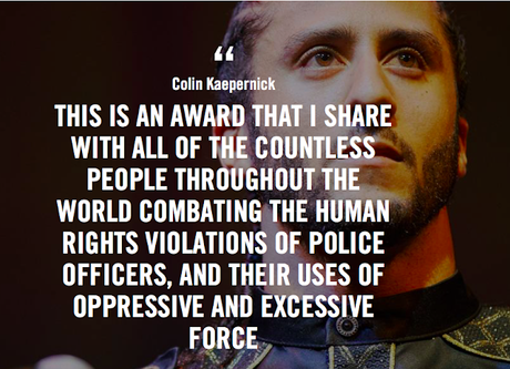 Kaepernick Wins Prestigious Human Rights Award