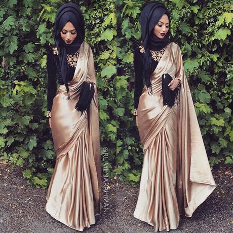 Satin saree with Hijab