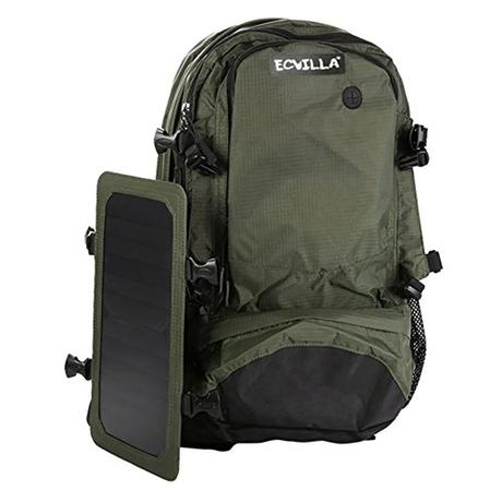 ECVILLA Hiking Daypack with Solar Charger for Outdoor, Camping, Climbing & Solar Backpack Power for iPhone Samsung Smartphones Tablets