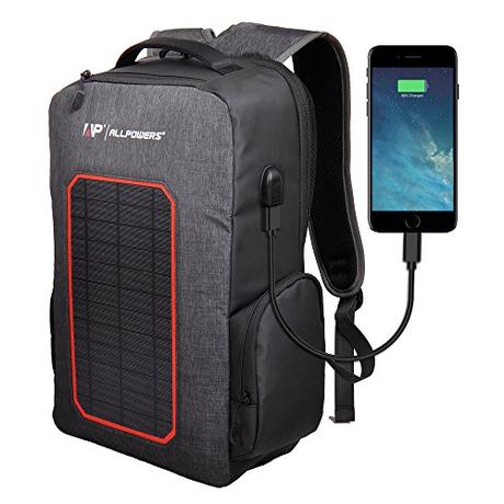 ALLPOWERS Solar Backpack with Built-in 7W Solar Panel, 6000mAh Battery Powered Charger Backup for Camping, Hiking, Backpacking, Outdoors, Emergency, Cell Phone, iphone, ect