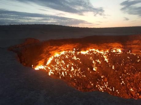 Backpacking in Turkmenistan: Camping at the Darvaza Gas Crater, Karakum Desert Backpacking in Turkmenistan: Camping at the Darvaza Gas Crater, Karakum Desert