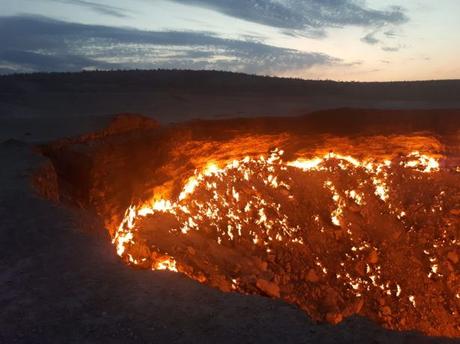 Backpacking in Turkmenistan: Camping at the Darvaza Gas Crater, Karakum Desert Backpacking in Turkmenistan: Camping at the Darvaza Gas Crater, Karakum Desert